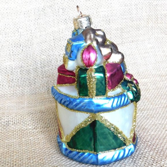 VTG Krebs Lauscha Horse on Drum Christmas Ornament Hand Blown Glass Germany - Picture 8 of 9